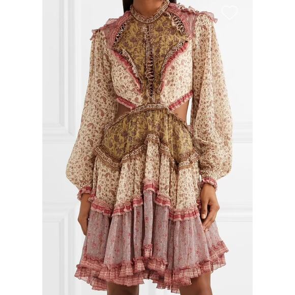 Zimmermann 3 Juniper cutout floral ruffle mini dress - Picture 3 of 12